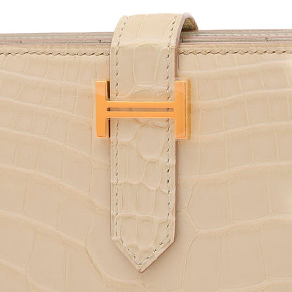 ベアンスフレ 二つ折り長財布 クロコアリゲーター ベトン ゴールド金具 U刻印 長財布