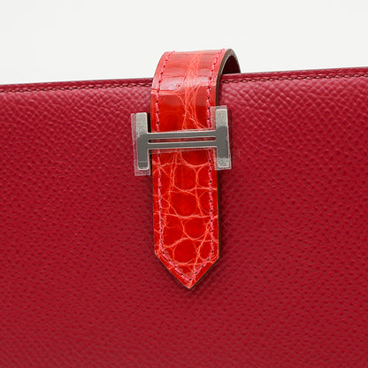 ベアンスフレ タッチ 二つ折り長財布 エプソン/クロコ ルビー/ブレイズ シルバー金具 B刻印 長財布