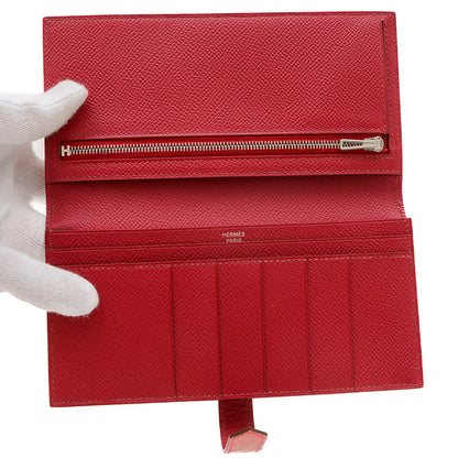 ベアンスフレ タッチ 二つ折り長財布 エプソン/クロコ ルビー/ブレイズ シルバー金具 B刻印 長財布