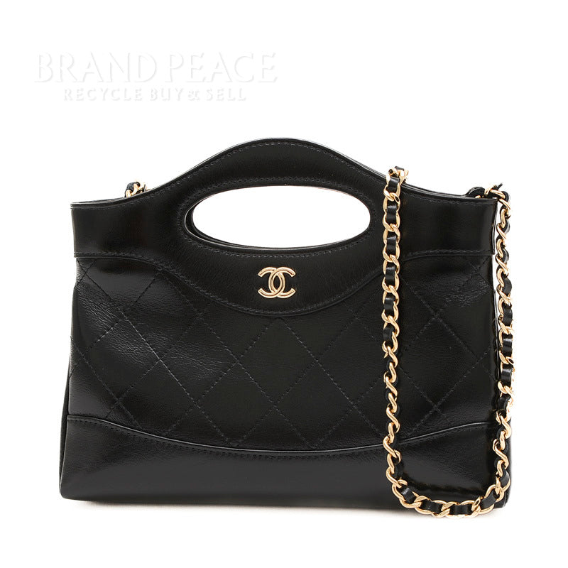 シャネル31 ミニチェーンショルダーバッグ フォンホルダー カーフ ブラック AP3656 ショルダーバッグ