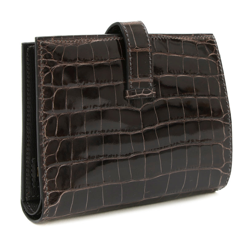 ベアンコンパクト 財布 アリゲーターリセ マカサー ゴールド金具 W刻印 二つ折り財布