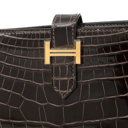 ベアンコンパクト 財布 アリゲーターリセ マカサー ゴールド金具 W刻印 二つ折り財布