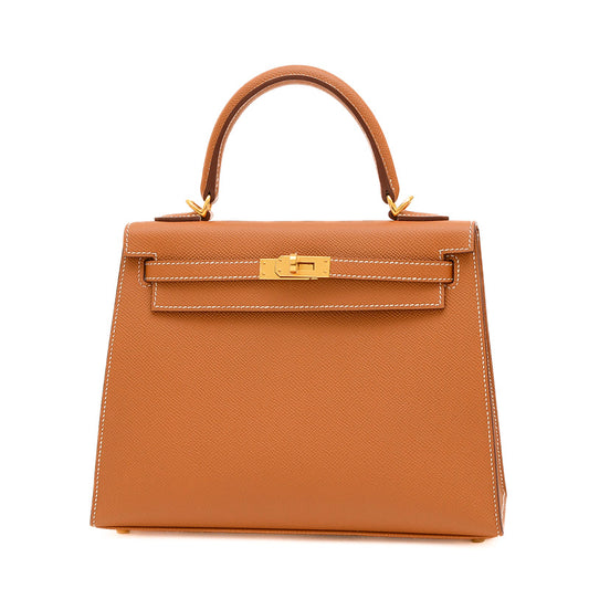 ケリー25 外縫い エプソン ゴールド ゴールド金具 W刻印 ハンドバッグ