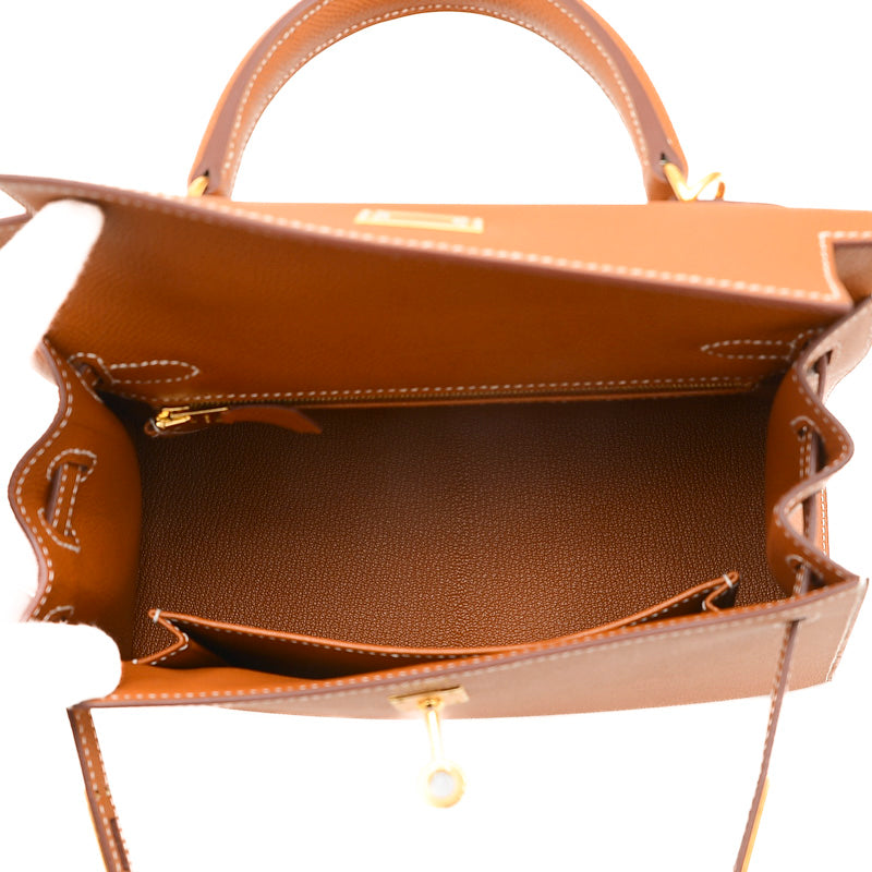 ケリー25 外縫い エプソン ゴールド ゴールド金具 W刻印 ハンドバッグ