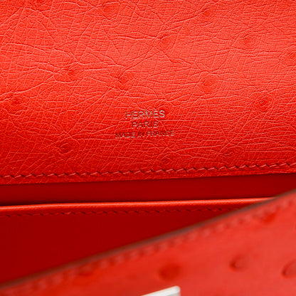 ポシェットケリー オーストリッチ ローズテキサス シルバー金具 B刻印 ハンドバッグ