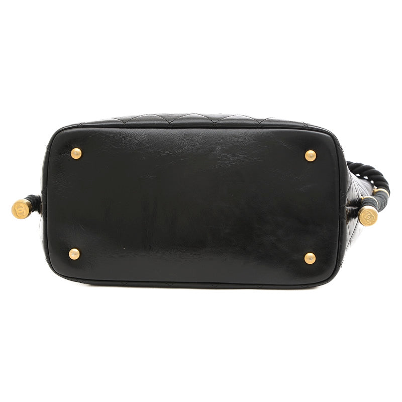 マトラッセ ロープショルダー バケットバッグ レザー ブラック ゴールド金具 ショルダーバッグ