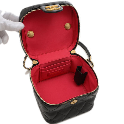 マトラッセ スモール バニティ チェーンショルダーバッグ カーフ ブラック AS3228 バニティバッグ