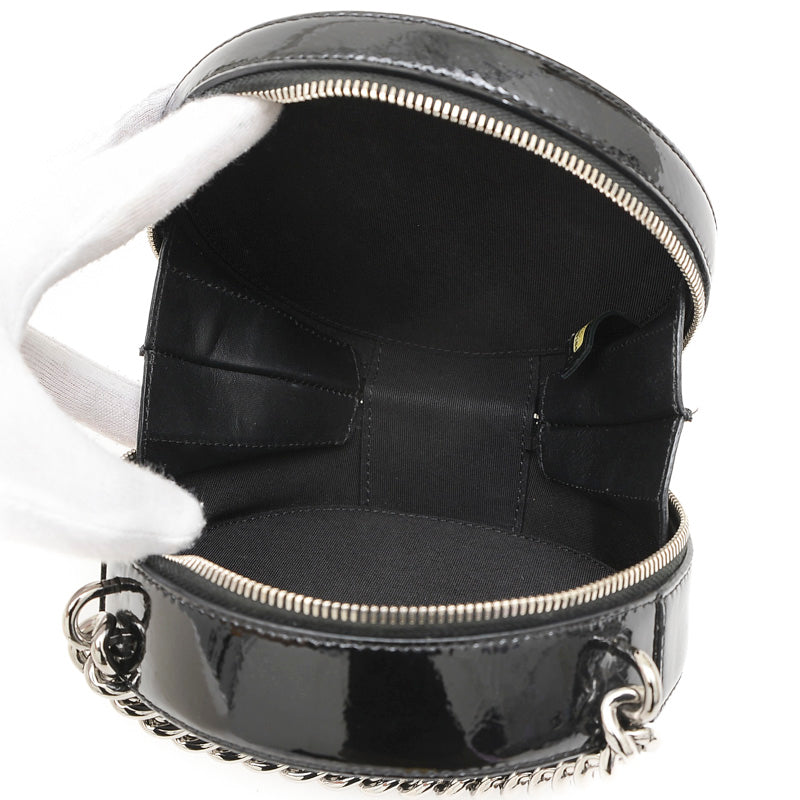 ラウンド アズアース チェーンショルダーバッグ パテントレザー ブラック A91946 ショルダーバッグ