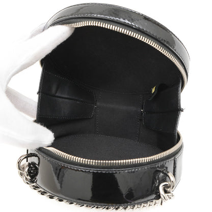 ラウンド アズアース チェーンショルダーバッグ パテントレザー ブラック A91946 ショルダーバッグ