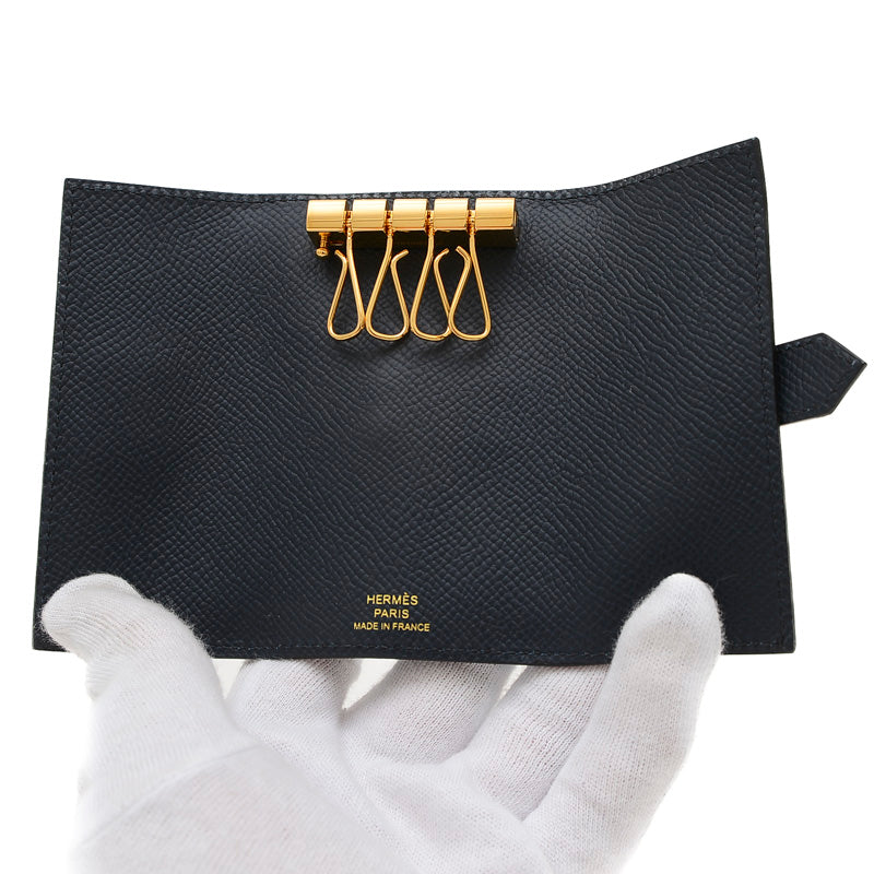 ベアン キーケース4本 エプソン ブルーインディゴ ゴールド金具 B刻印 キーケース