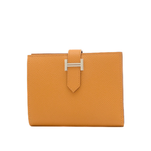 ベアンコンパクト 二つ折り財布 エプソン ビスキュイ シルバー金具 W刻印 二つ折り財布