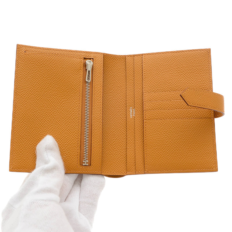 ベアンコンパクト 二つ折り財布 エプソン ビスキュイ シルバー金具 W刻印 二つ折り財布