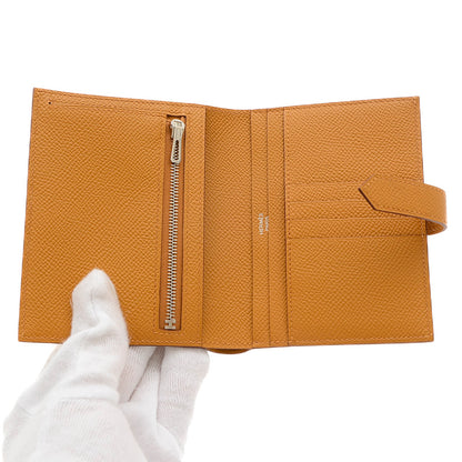 ベアンコンパクト 二つ折り財布 エプソン ビスキュイ シルバー金具 W刻印 二つ折り財布