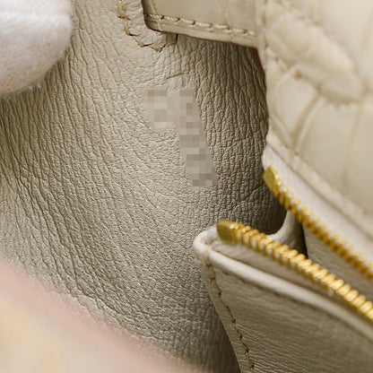 ケリー25 内縫い アリゲーターマット ベトン ゴールド金具 B刻印 ハンドバッグ