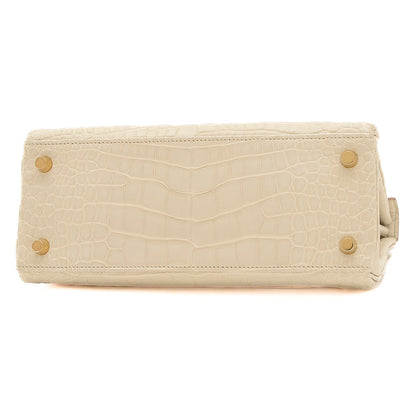 ケリー25 内縫い アリゲーターマット ベトン ゴールド金具 B刻印 ハンドバッグ