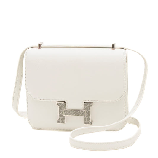 コンスタンスミニ 18 エバーカラー ニューホワイト クロコ金具 B刻印 ショルダーバッグ