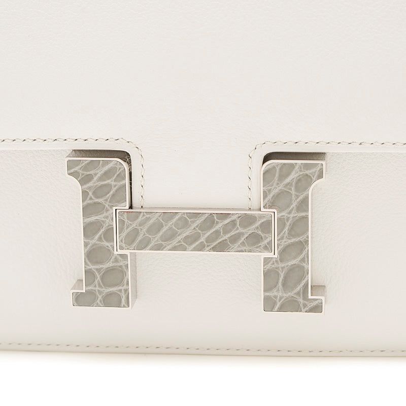 コンスタンスミニ 18 エバーカラー ニューホワイト クロコ金具 B刻印 ショルダーバッグ