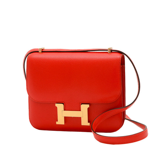 コンスタンス ミニ 18 シェーブルシャムキラ ルージュクー ゴールド金具 B刻印 ショルダーバッグ