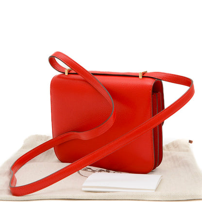 コンスタンス ミニ 18 シェーブルシャムキラ ルージュクー ゴールド金具 B刻印 ショルダーバッグ