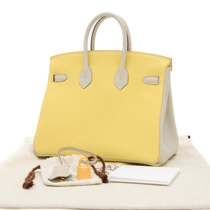 バーキン25 パーソナル トゴ ジョーヌプッサン/グリペール B刻印 ハンドバッグ