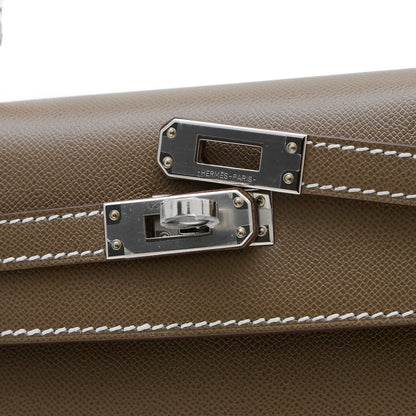 ケリー25 ヴェルソ 外縫い ヴォーマダム エトゥープ/バンブー シルバー金具 W刻印 ハンドバッグ