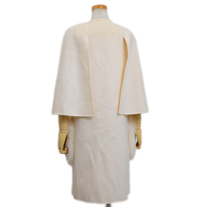 ウール フォックスファー ノーカラー コート レディース 38サイズ ステンカラーコート