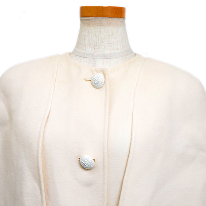 ウール フォックスファー ノーカラー コート レディース 38サイズ ステンカラーコート