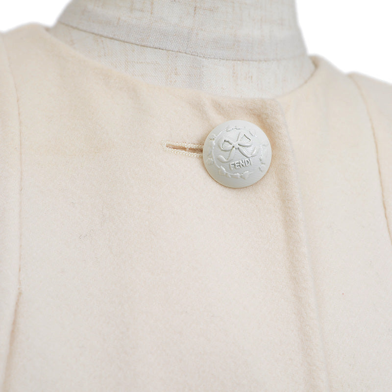 ウール フォックスファー ノーカラー コート レディース 38サイズ ステンカラーコート