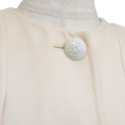 ウール フォックスファー ノーカラー コート レディース 38サイズ ステンカラーコート