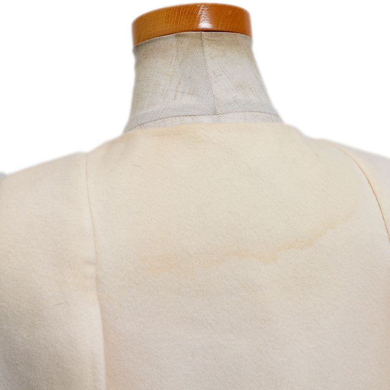 ウール フォックスファー ノーカラー コート レディース 38サイズ ステンカラーコート