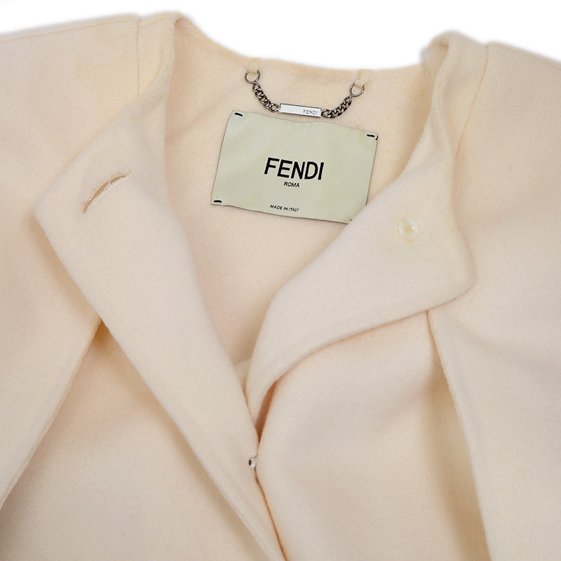 ウール フォックスファー ノーカラー コート レディース 38サイズ ステンカラーコート