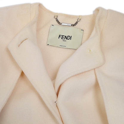 ウール フォックスファー ノーカラー コート レディース 38サイズ ステンカラーコート