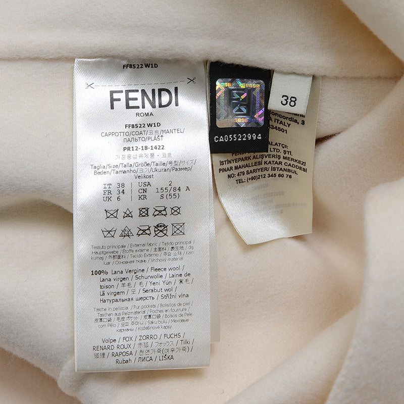 ウール フォックスファー ノーカラー コート レディース 38サイズ ステンカラーコート