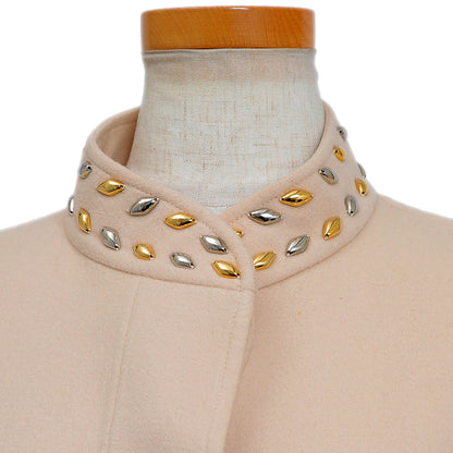 コート スタッズ付き ウール/アンゴラ ベージュ 38サイズ コート