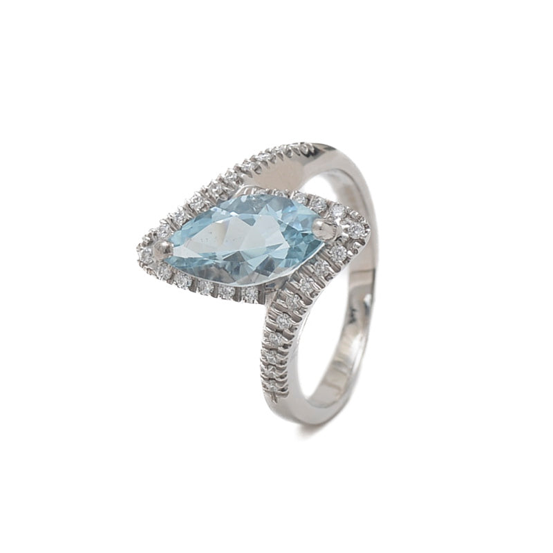 EDEN AQUA エデン リング アクアマリン ダイヤ K18WG 16号 リング・指輪