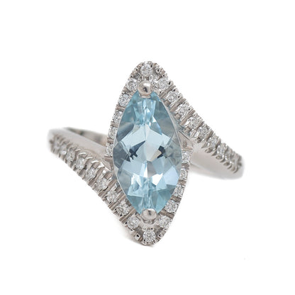 EDEN AQUA エデン リング アクアマリン ダイヤ K18WG 16号 リング・指輪
