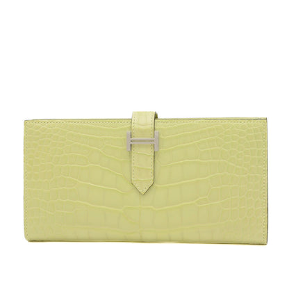 ベアンスフレ アリゲーターマット ジョーヌブルジョン シルバー金具 B刻印 長財布