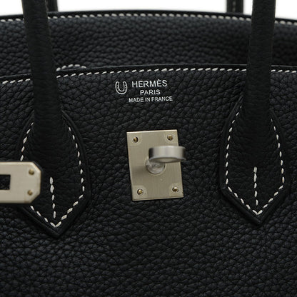 バーキン25 トゴ パーソナル ブラック/ルージュカザック マットシルバー金具 B刻印 ハンドバッグ