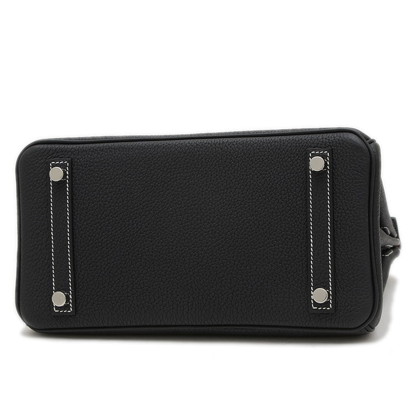 バーキン25 トゴ パーソナル ブラック/ルージュカザック マットシルバー金具 B刻印 ハンドバッグ