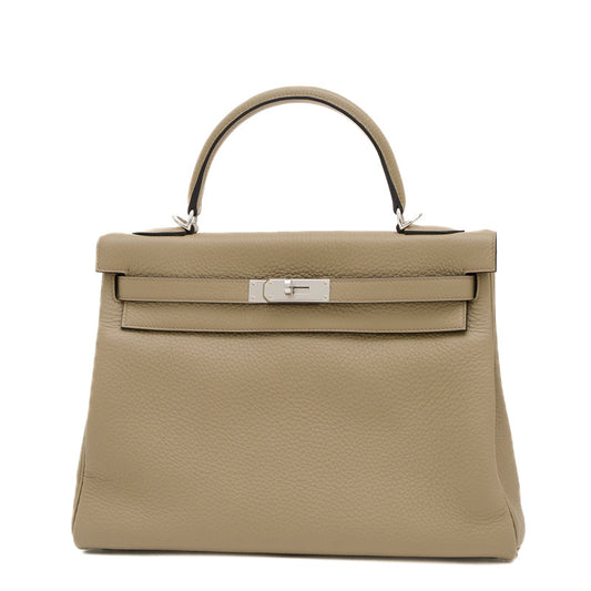 ケリー32 内縫い トリヨン ベージュマルファ シルバー金具 B刻印 ハンドバッグ