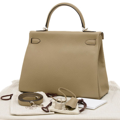 ケリー32 内縫い トリヨン ベージュマルファ シルバー金具 B刻印 ハンドバッグ