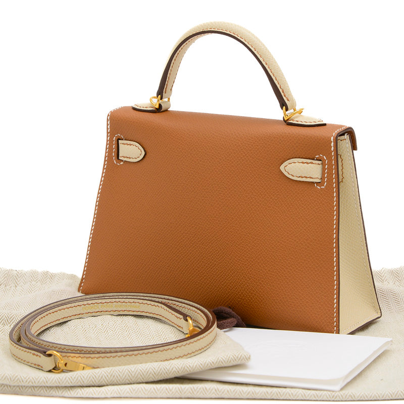 ケリー ミニ ドゥ 2 パーソナル ゴールド/クレ ゴールド金具 B刻印 ハンドバッグ