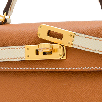 ケリー ミニ ドゥ 2 パーソナル ゴールド/クレ ゴールド金具 B刻印 ハンドバッグ