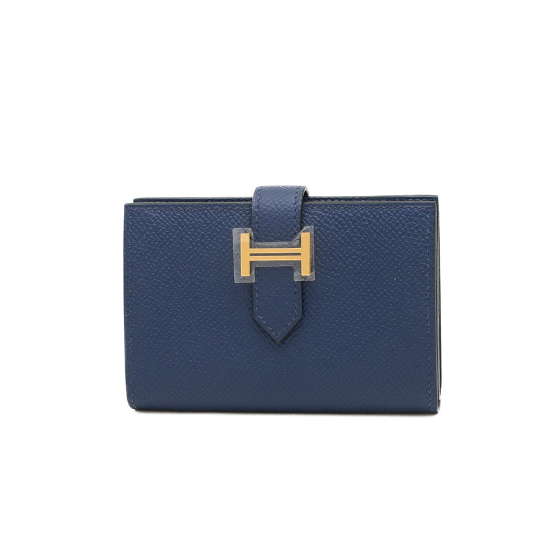 ベアン ミニ カード コインケース エプソン ブルーネイビー ゴールド金具 W刻印 コインケース