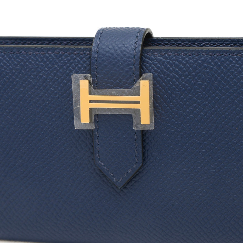 ベアン ミニ カード コインケース エプソン ブルーネイビー ゴールド金具 W刻印 コインケース