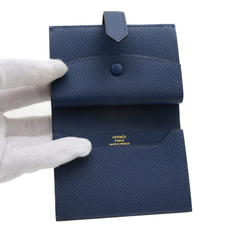 ベアン ミニ カード コインケース エプソン ブルーネイビー ゴールド金具 W刻印 コインケース