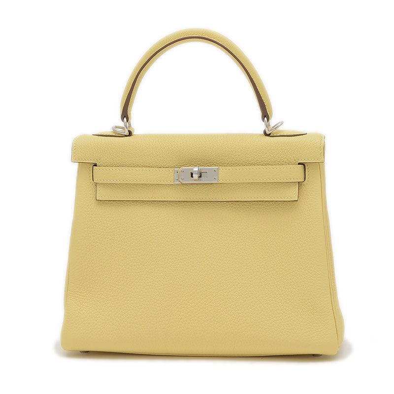 ケリー25 内縫い トゴ ジョーヌプッサン シルバー金具 W刻印 ハンドバッグ