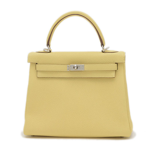 ケリー25 内縫い トゴ ジョーヌプッサン シルバー金具 W刻印 ハンドバッグ