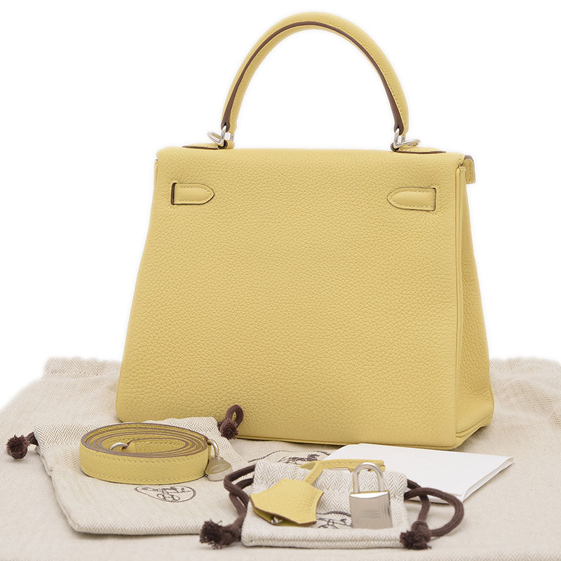 ケリー25 内縫い トゴ ジョーヌプッサン シルバー金具 W刻印 ハンドバッグ