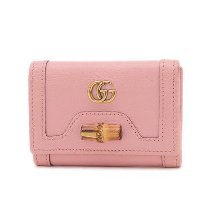 ダイアナ バンブー コンパクトウォレット 三つ折り財布 レザー ピンク 658633 三つ折り財布